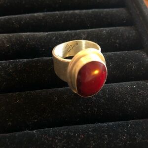 Vintage Sterling Silver Ring with Red Stone